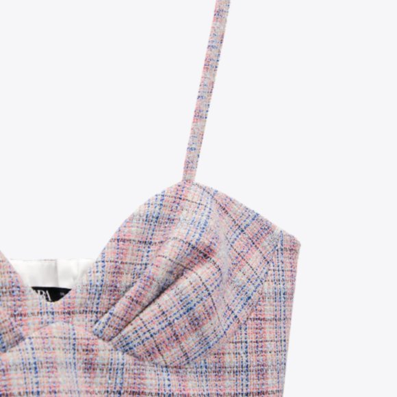 CROPPED CORSETRY-INSPIRED CHECK TOP (ZARA BRALETTE) - Picture 4 of 4